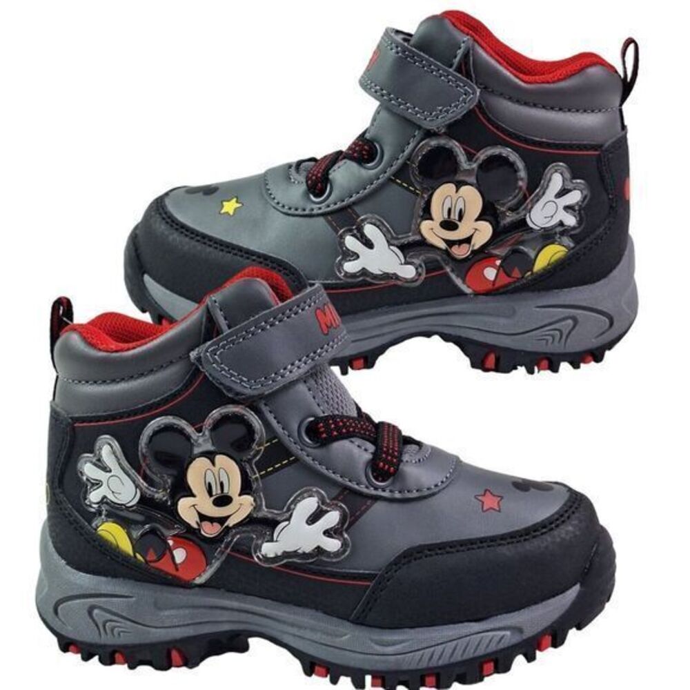 Mickey Mouse High Top Sneakers‎ for Boys Color Gray Red Size 9 ( 17Cm) New